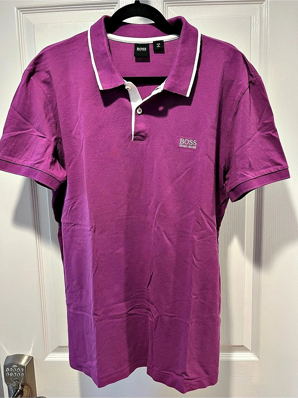 BOSS Men's Cotton Polo Purple Size XL